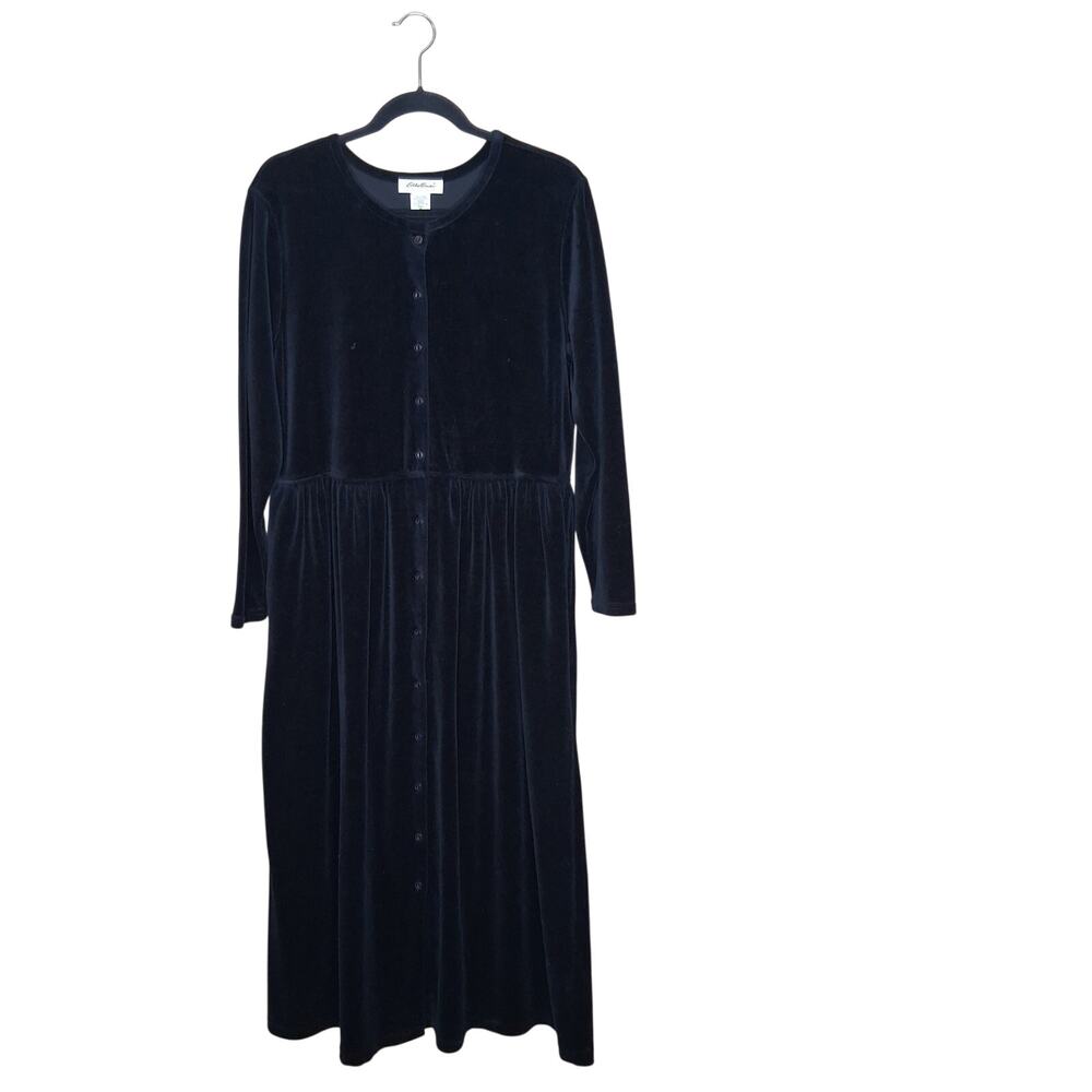 Ladies Eddie Bauer Vintage Velour Long Sleeve Midi Dress Size Medium Tall